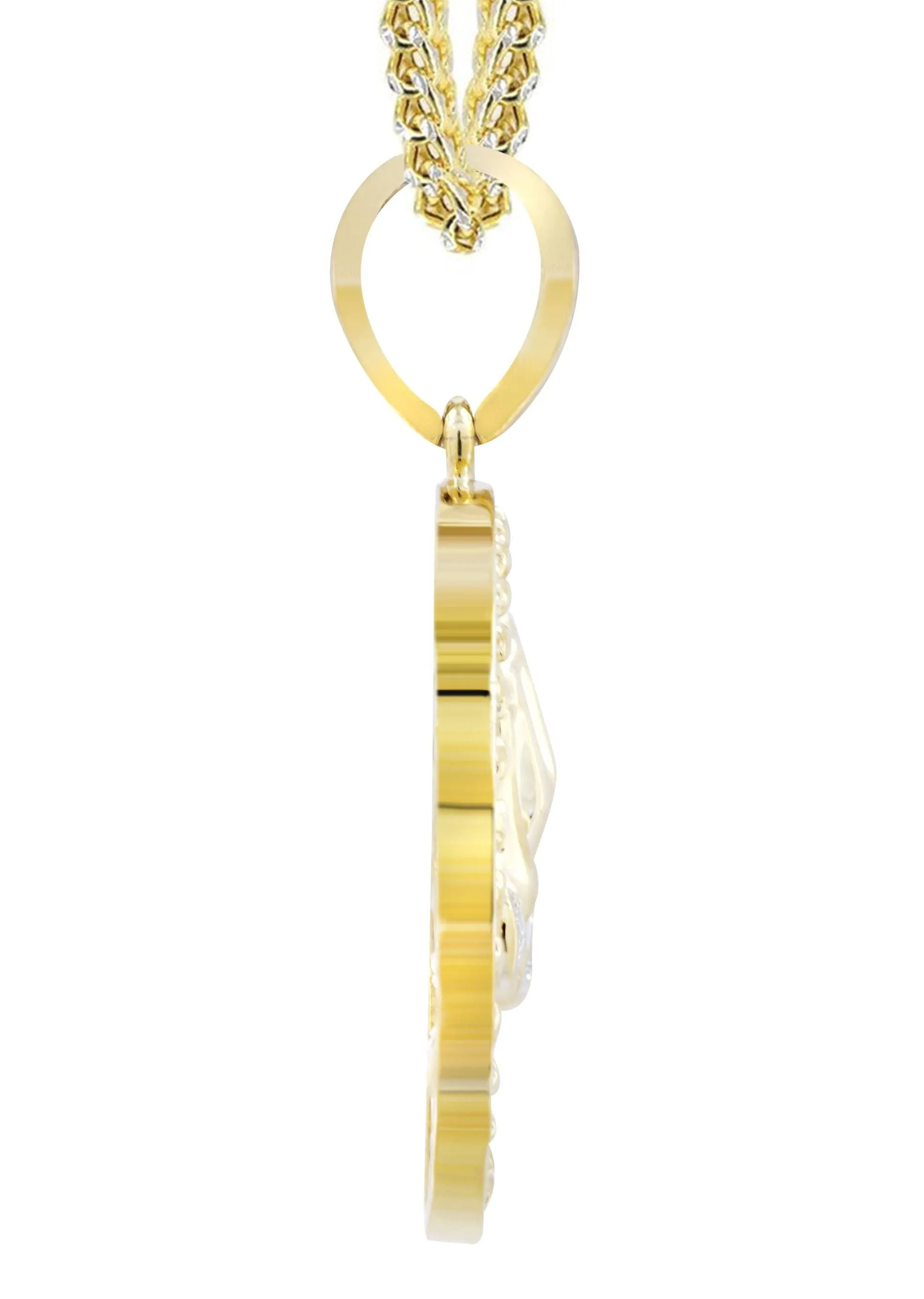 10K Yellow Gold Praying Hands Diamond Necklace  | 0.54 Carats
