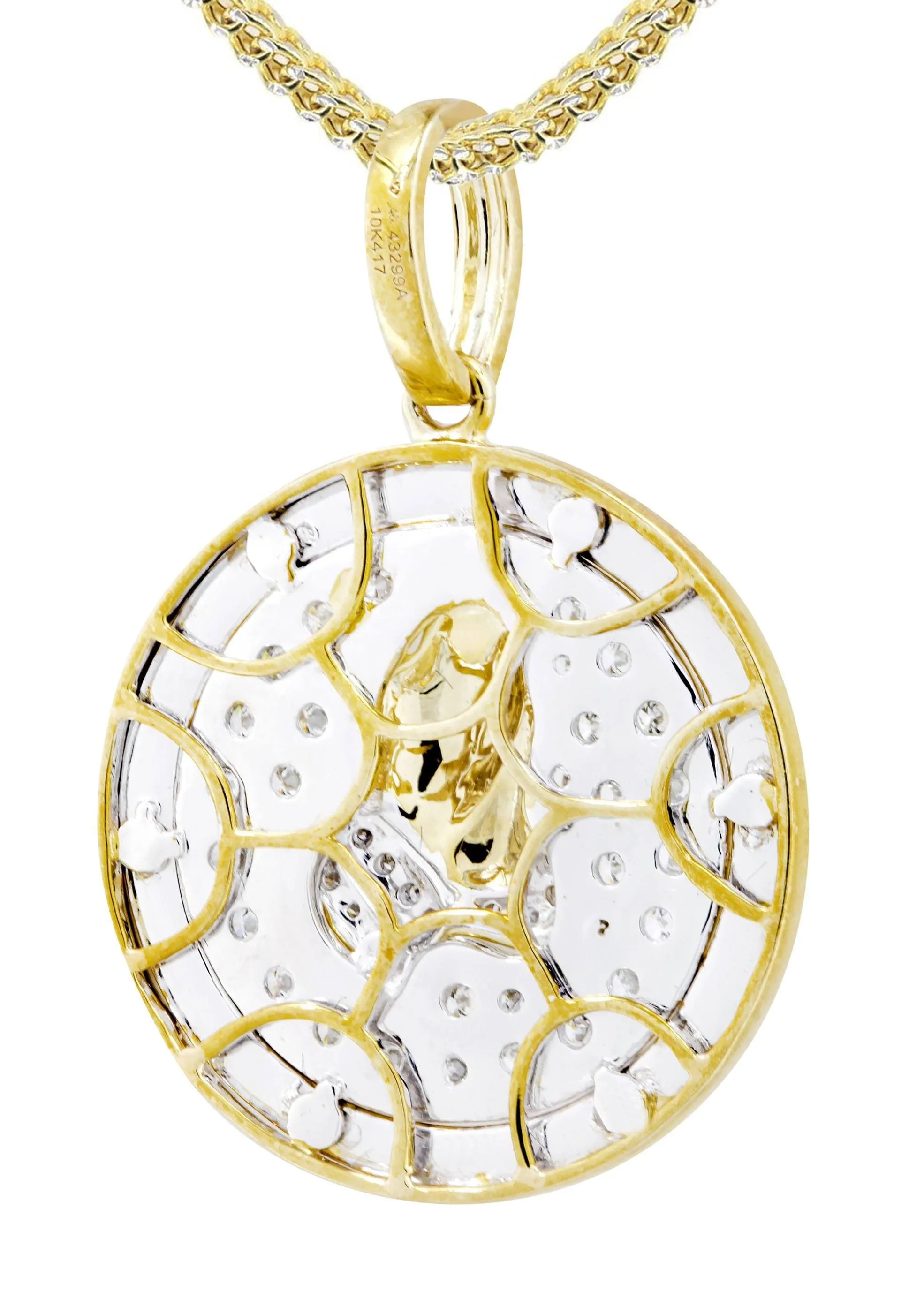 10K Yellow Gold Praying Hands Diamond Necklace  | 0.54 Carats
