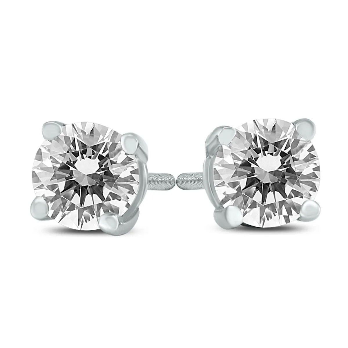 1/2 Carat Tw Ags Certified Round Diamond Solitaire Stud Earrings In 14K White Gold