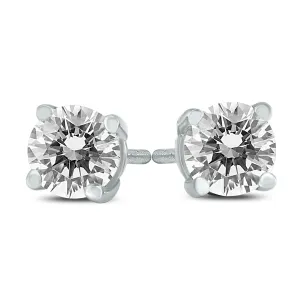 1/2 Carat Tw Ags Certified Round Diamond Solitaire Stud Earrings In 14K White Gold