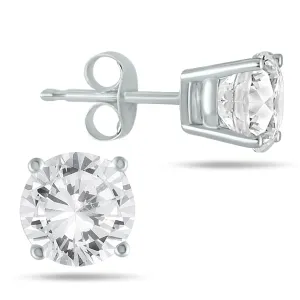 1/2 Carat Tw Round Diamond Solitaire Earrings In 14K White Gold