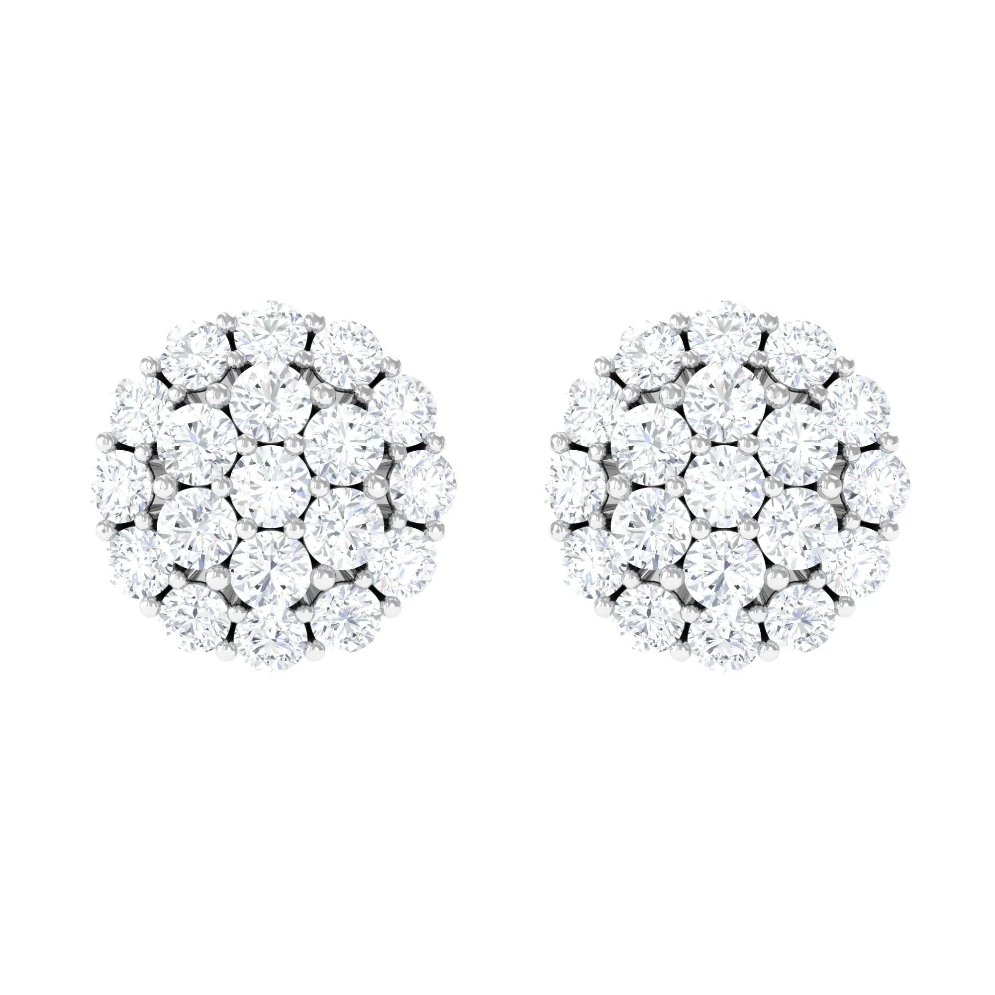 1.25 CT Real Diamond Cluster Stud Earrings