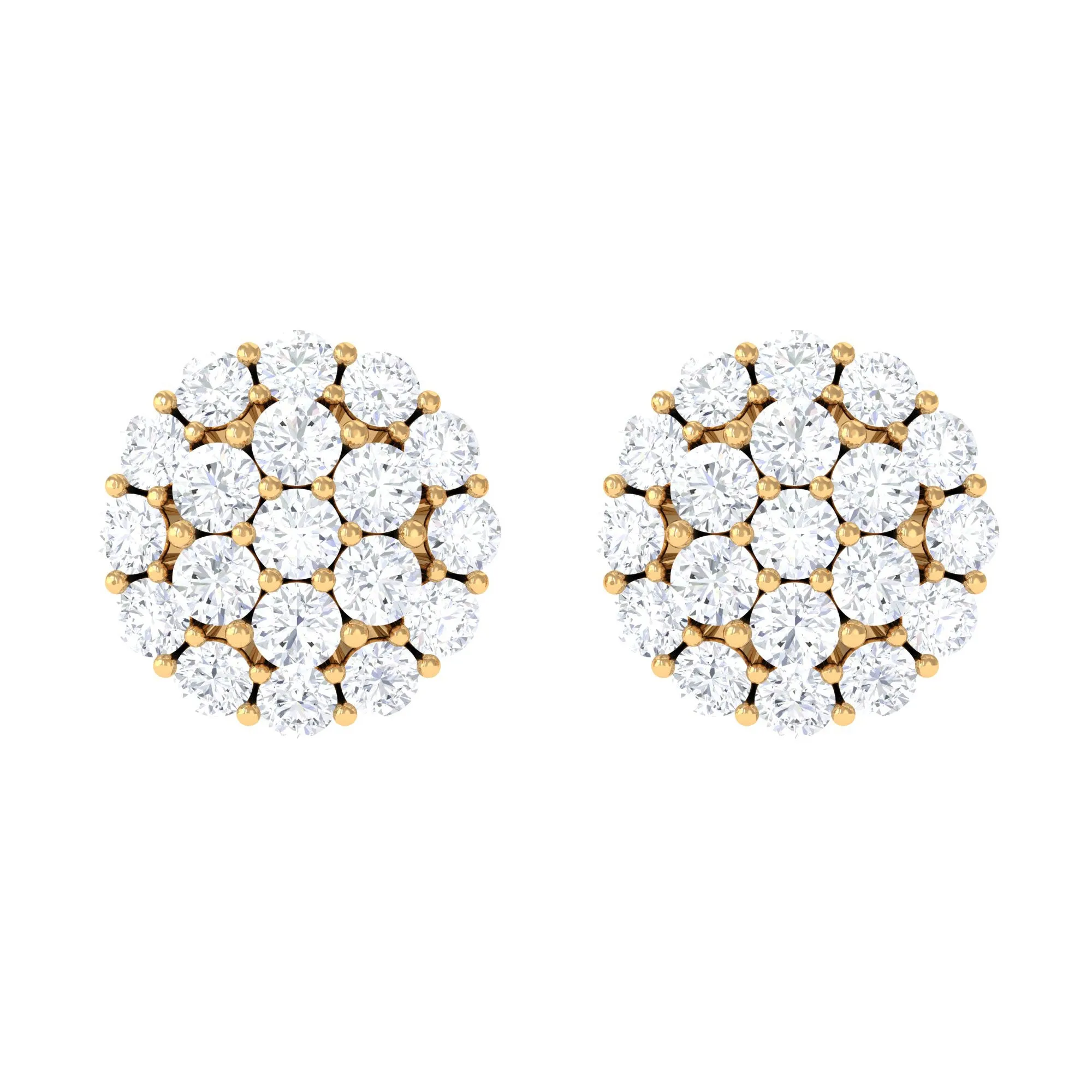 1.25 CT Real Diamond Cluster Stud Earrings