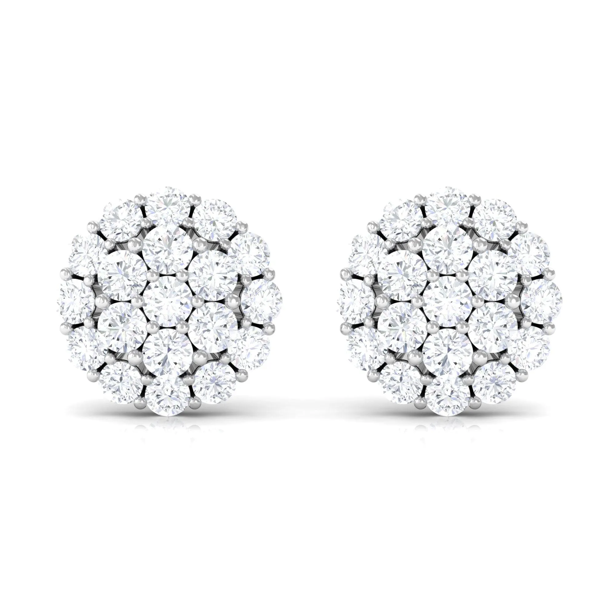 1.25 CT Real Diamond Cluster Stud Earrings