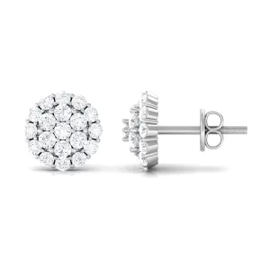 1.25 CT Real Diamond Cluster Stud Earrings