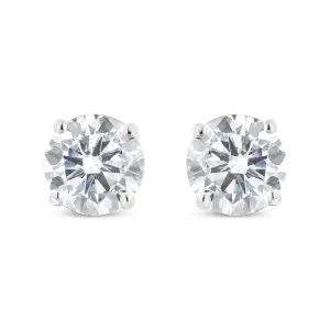 14K White Gold 1.00 Cttw Round Brilliant-Cut Near Colorless Diamond Classic 4-Prong Stud Earrings with Screw Backs