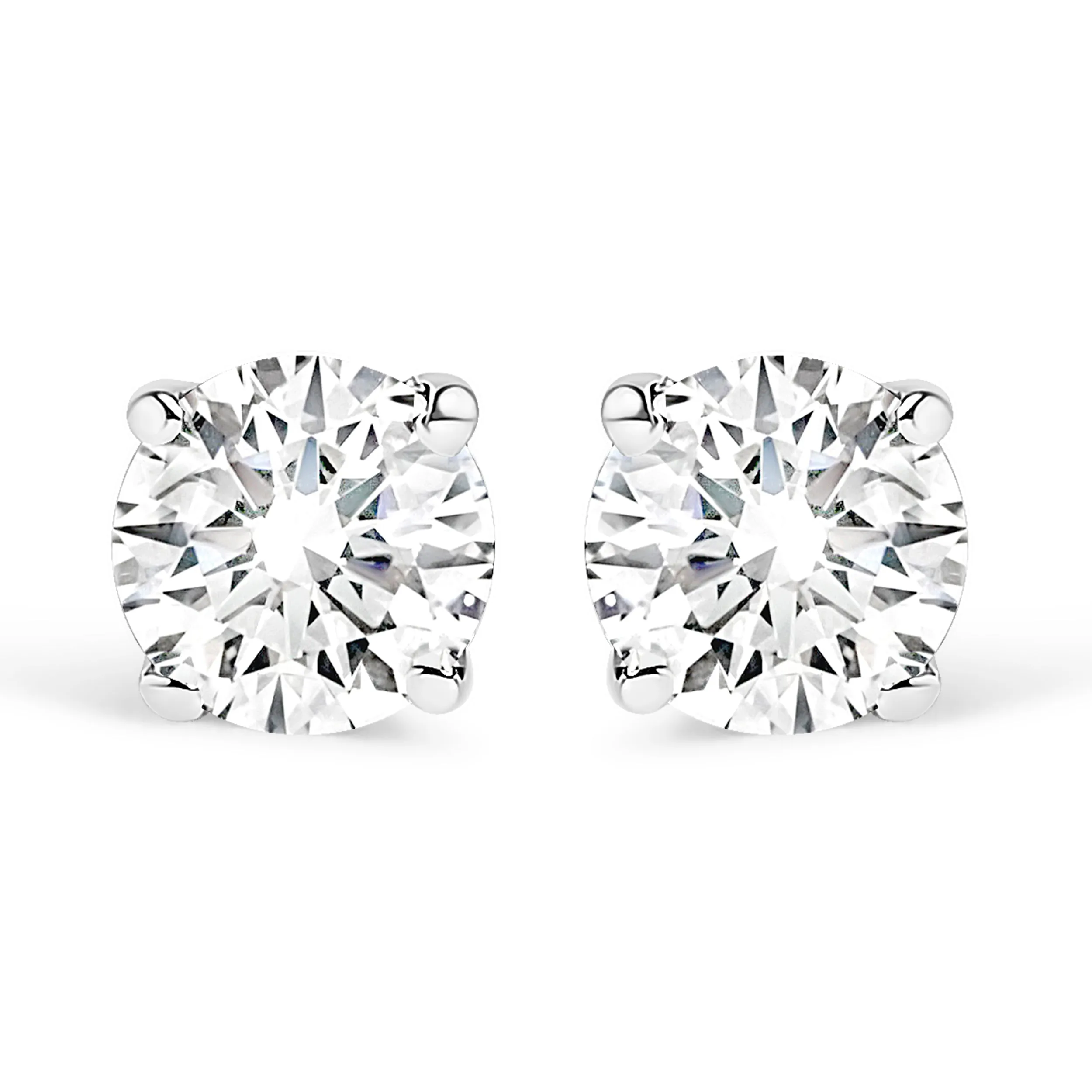 14K White Gold 1/5 Cttw Round Brilliant-Cut Near Colorless Diamond Classic 4-Prong Stud Earrings