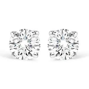 14K White Gold 1/5 Cttw Round Brilliant-Cut Near Colorless Diamond Classic 4-Prong Stud Earrings