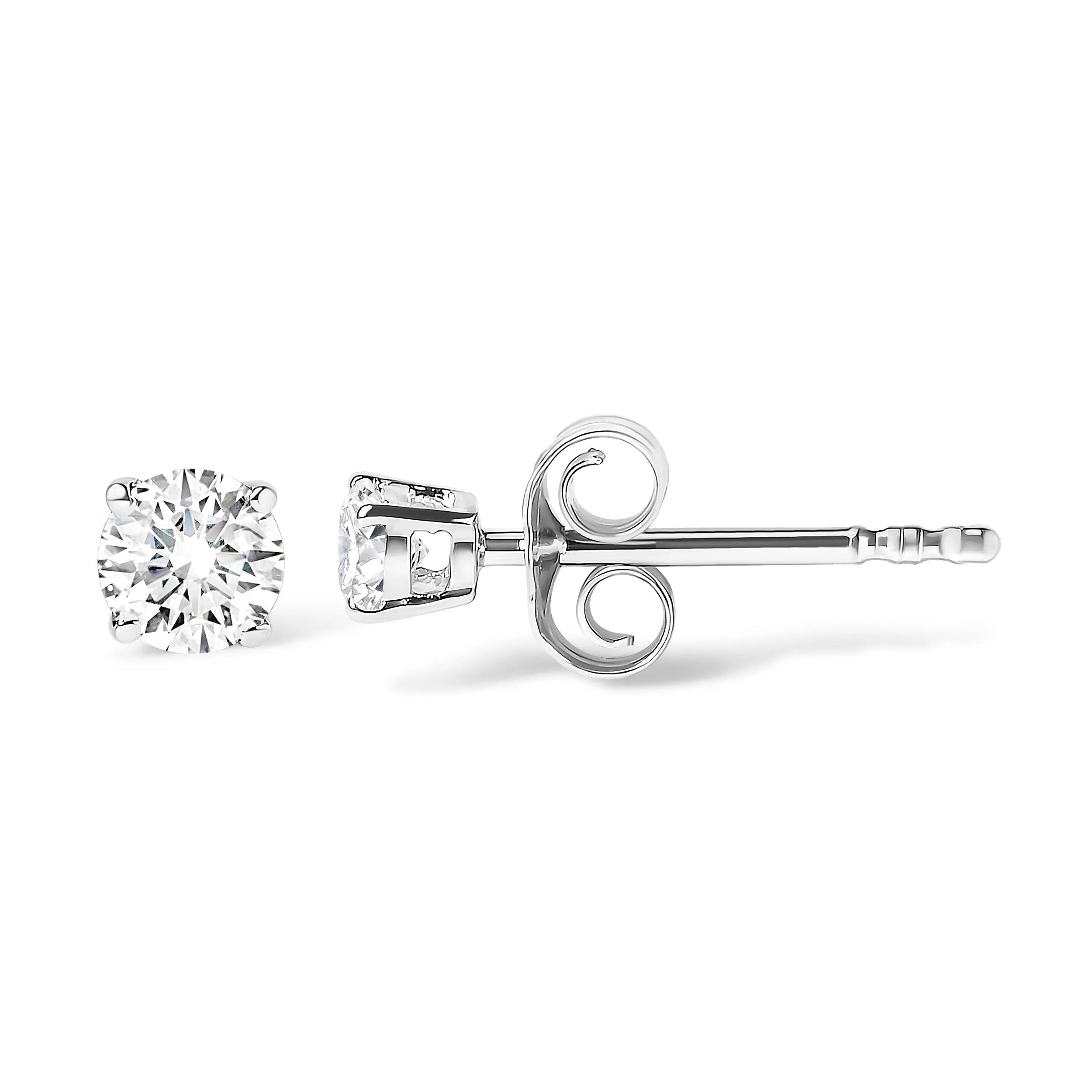14K White Gold 1/5 Cttw Round Brilliant-Cut Near Colorless Diamond Classic 4-Prong Stud Earrings