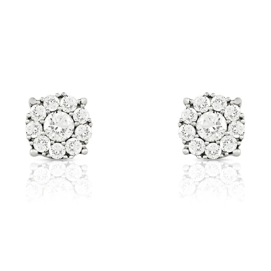 14k White Gold Diamond Cluster Earring 5 Ctw