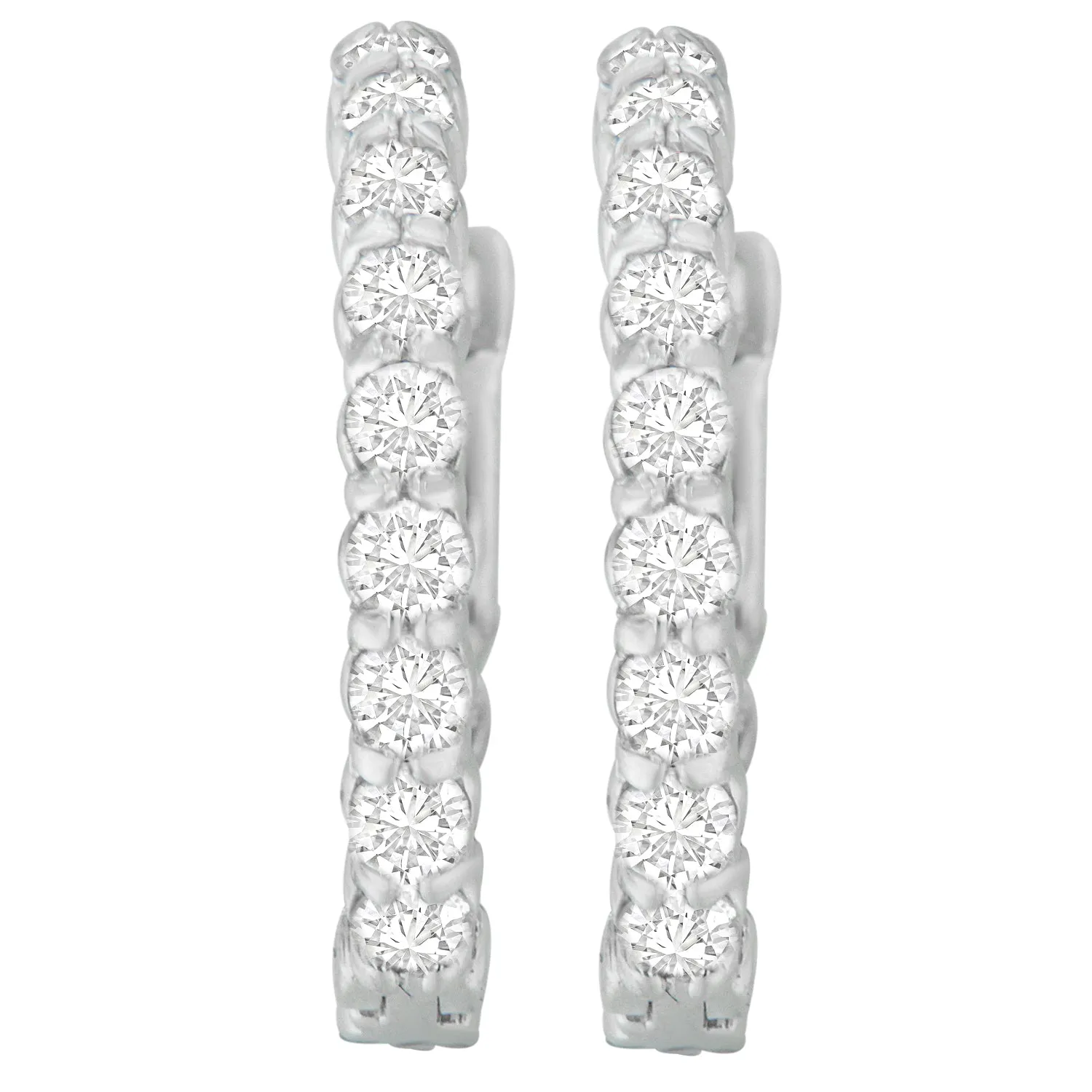 14K White Gold Round Cut Diamond Earrings
