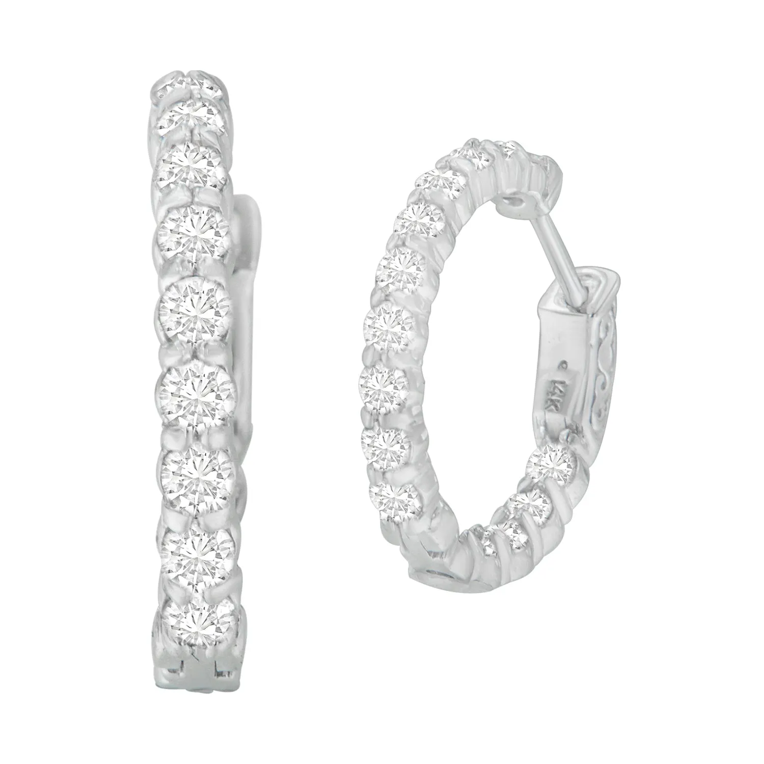 14K White Gold Round Cut Diamond Earrings