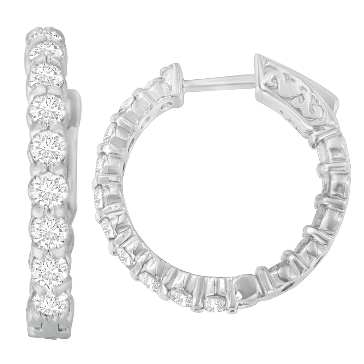 14K White Gold Round Cut Diamond Earrings