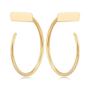 14k Yellow Gold Hoop with Bar Top