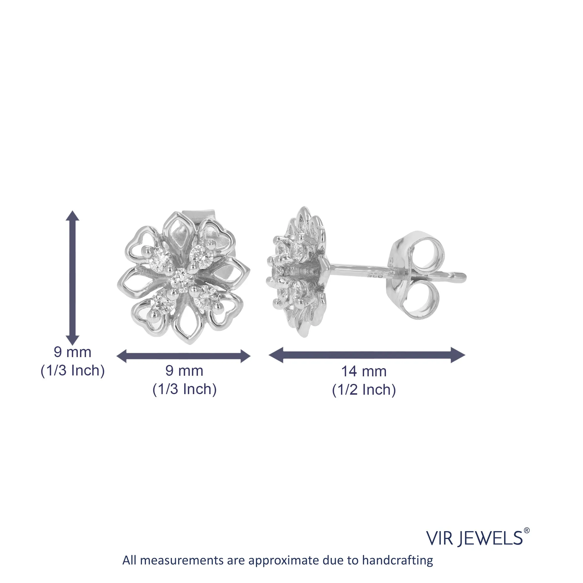 1/5 cttw Lab Grown Diamond Floral Stud Earrings Sterling Silver