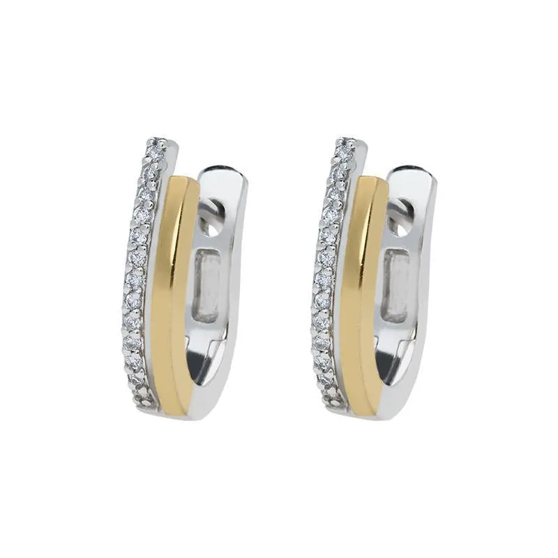 18ct White and Yellow Gold 0.13ct Diamond Hoop Earrings