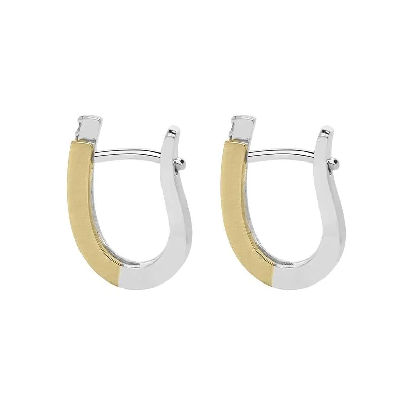 18ct White and Yellow Gold 0.13ct Diamond Hoop Earrings
