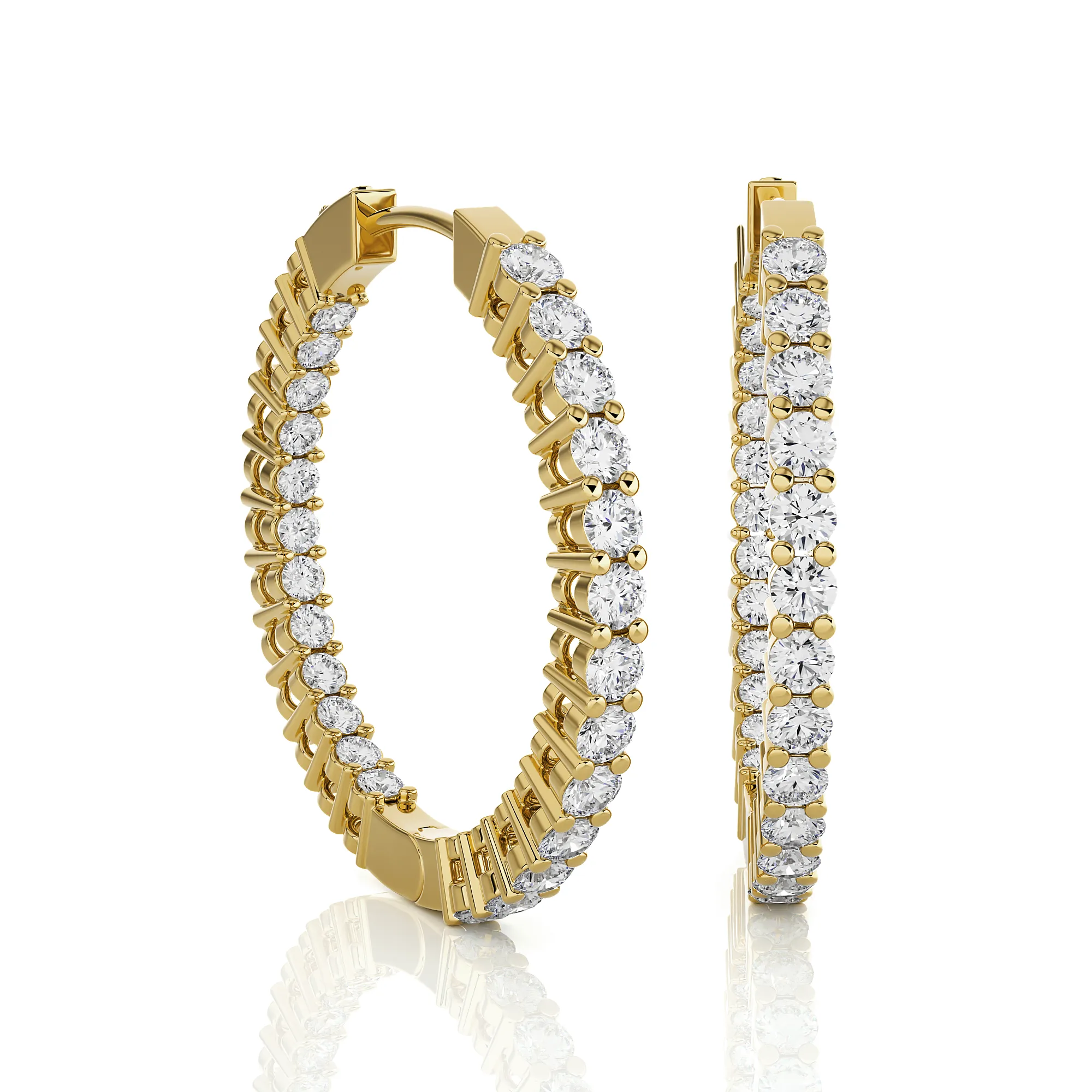 2 ctw Round Lab Grown Diamond Inside Out Hoop Earrings