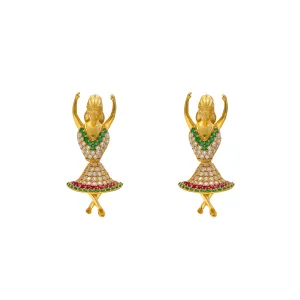 22K Yellow Gold & Dancing Jhumka Earrings (12.9gm)