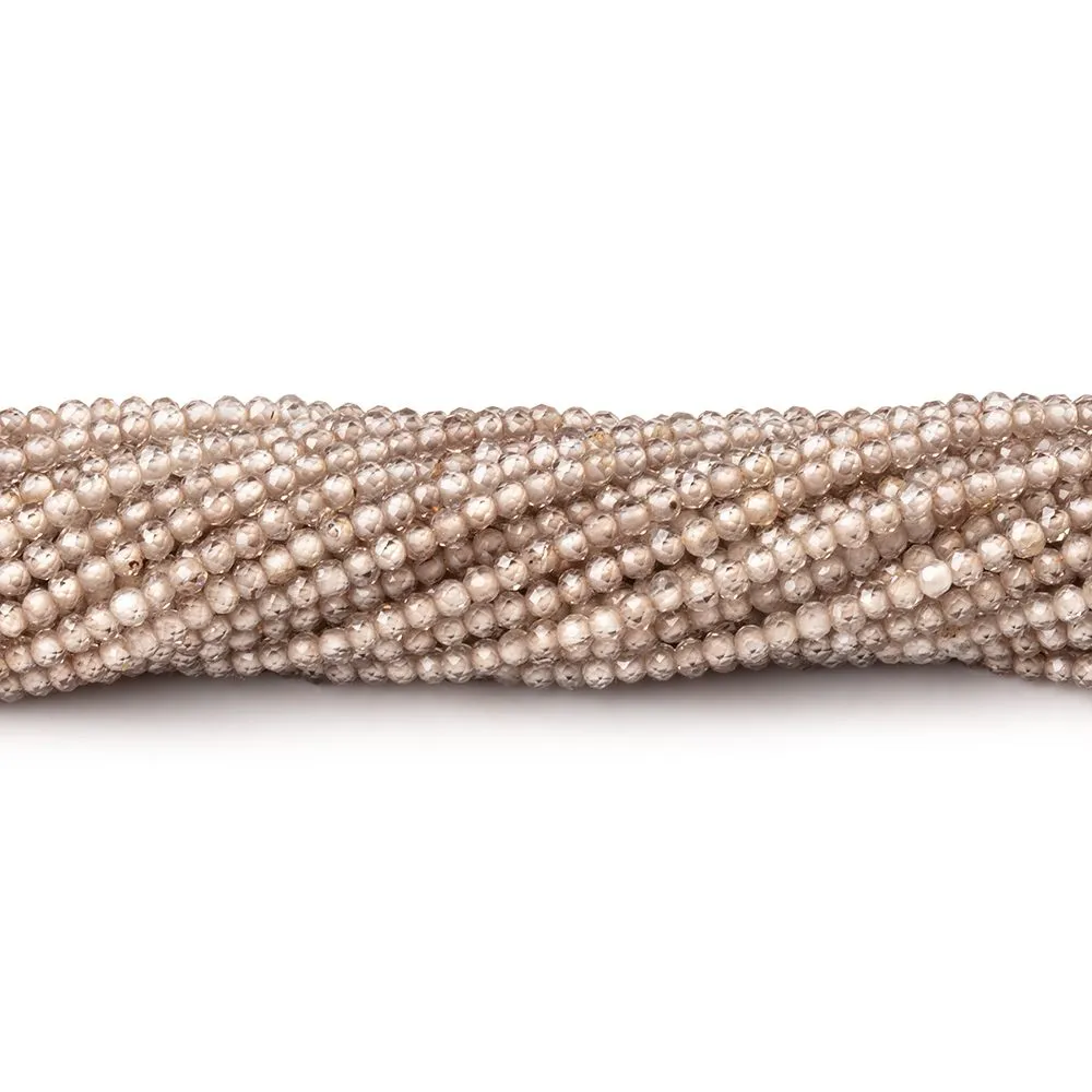 2mm Rose' Champagne Zircon Micro Faceted Rondelles 14 inch 210 Beads AAA