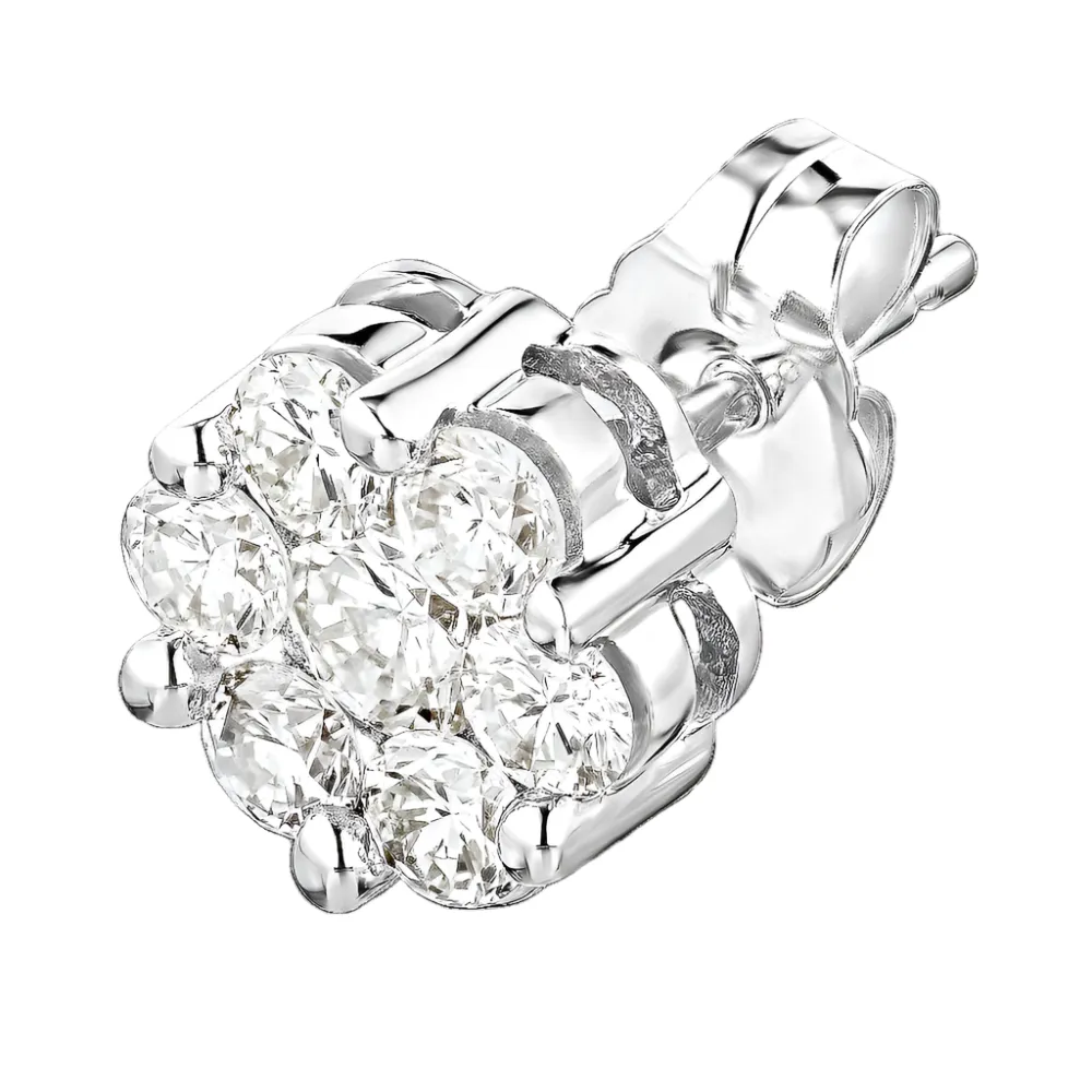 3/4ctw Flower Diamond Cluster Stud Earrings