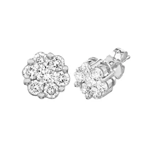 3/4ctw Flower Diamond Cluster Stud Earrings