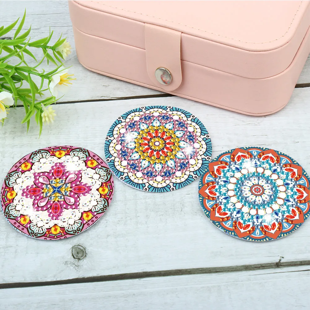 3pcs Crystal Diamond Mirror Portable DIY Art Craft Set Datura for Adult and Kids
