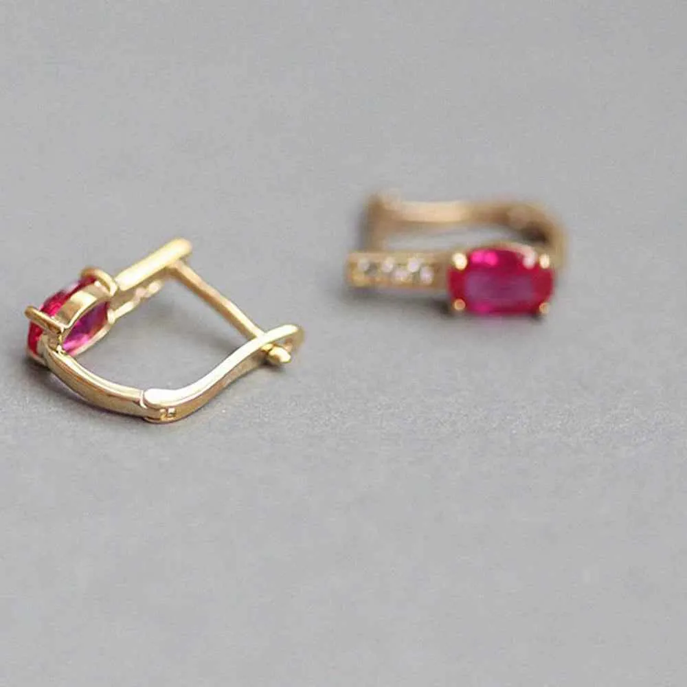925 Sterling Silver Hoop Earring Charm Jewelry - U-shaped Oval Rose - Xm245