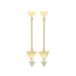 9ct Yellow Gold Cubic Zirconia Triangular Drop Earrings ER1162