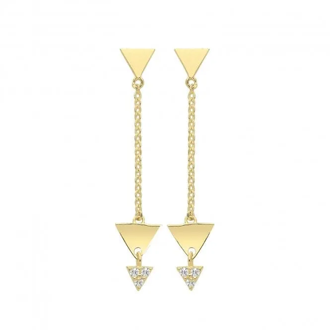9ct Yellow Gold Cubic Zirconia Triangular Drop Earrings ER1162
