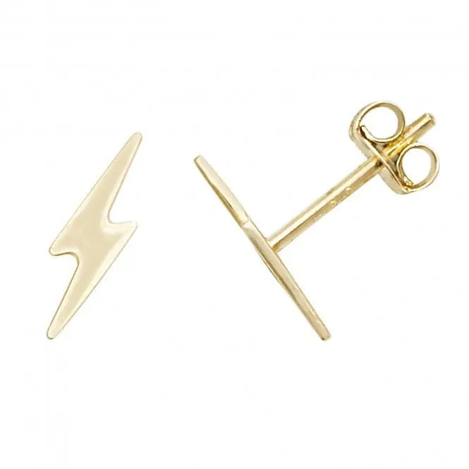 9ct Yellow Gold Lightning Bolt Stud Earrings ES590