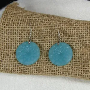 Aqua Sun Burst Sea Glass Drop Earring