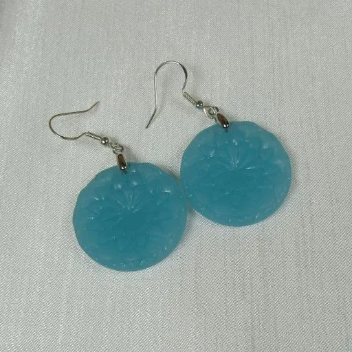 Aqua Sun Burst Sea Glass Drop Earring
