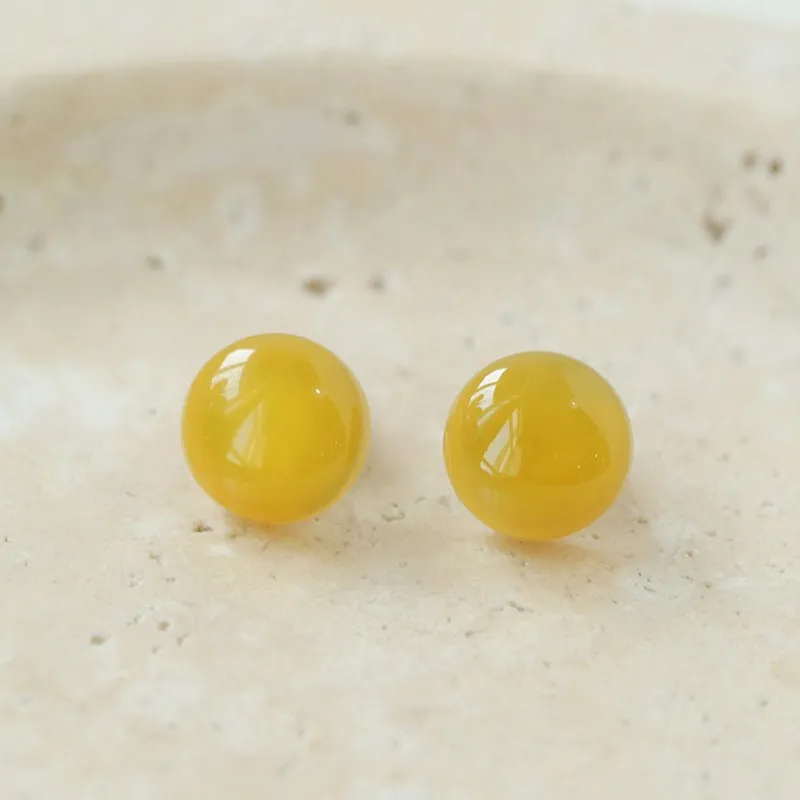 Aventurine Stone Onyx Hemispheric Sterling Silver Stud Earrings