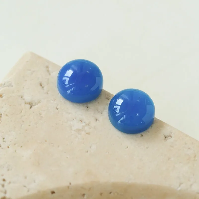 Aventurine Stone Onyx Hemispheric Sterling Silver Stud Earrings