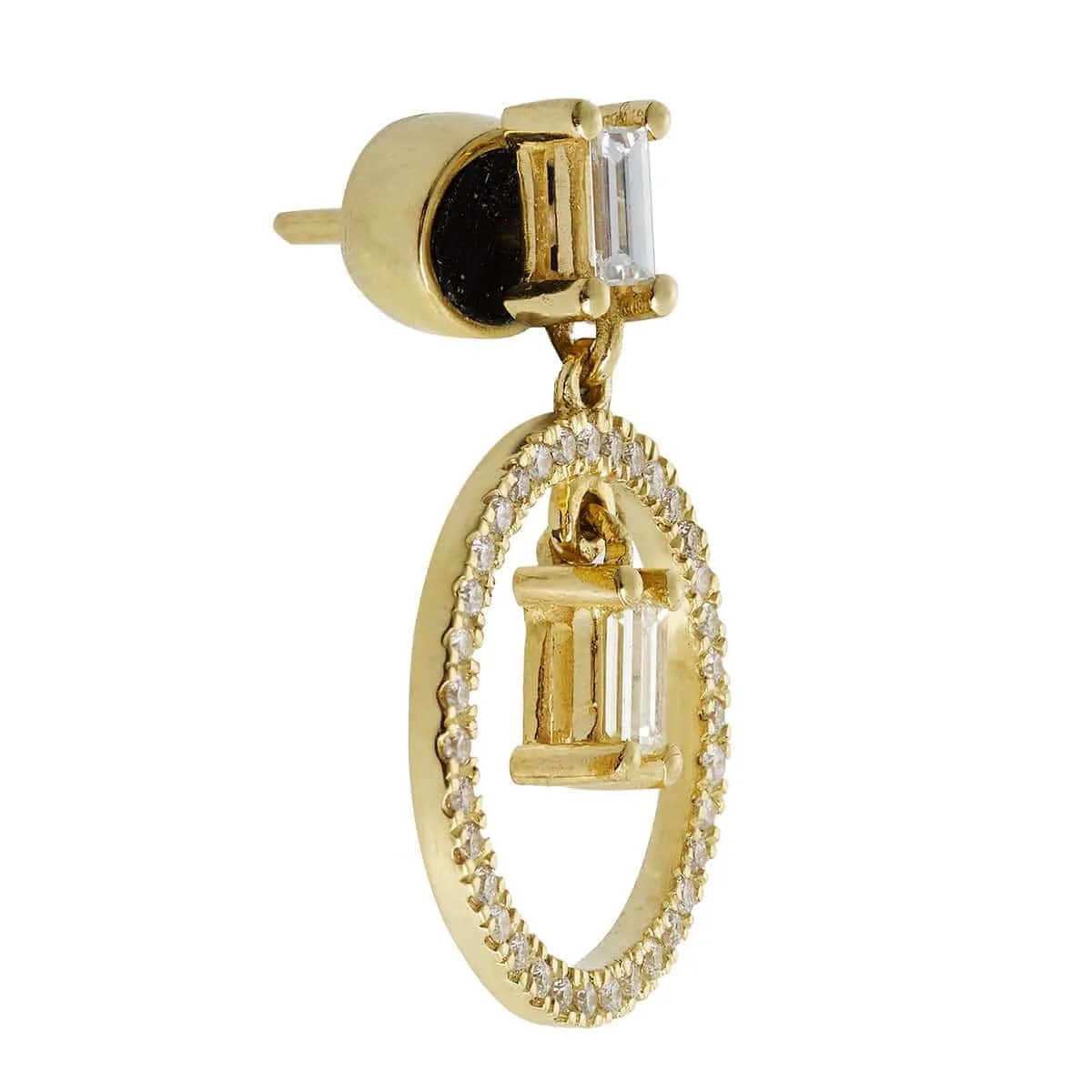 Baguette Dangling Hoop Y-D