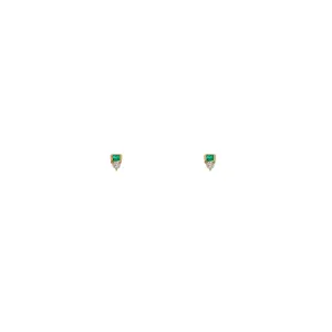 Baguette Emerald & Diamond Stud Earrings