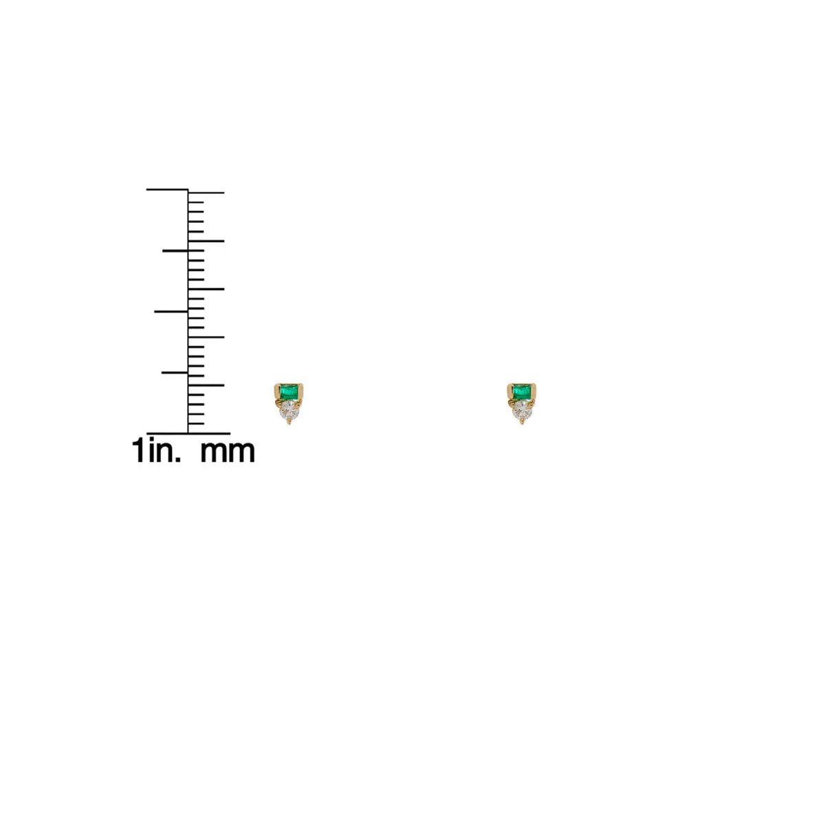 Baguette Emerald & Diamond Stud Earrings