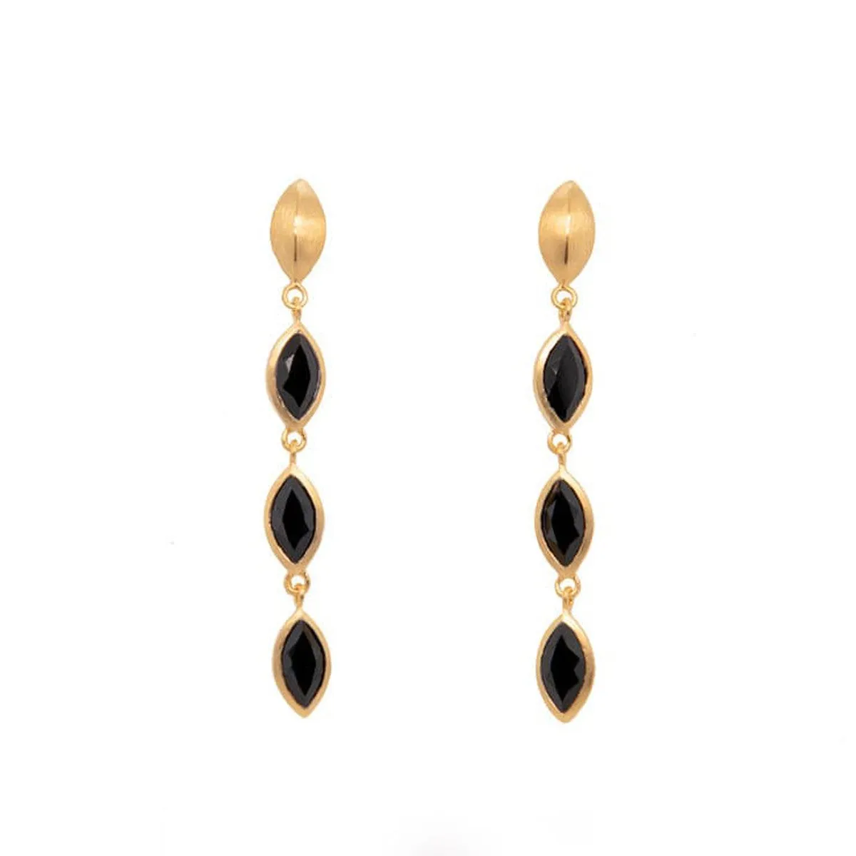 Bliss 3 Stone Black Spinel Earrings