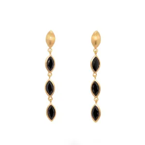 Bliss 3 Stone Black Spinel Earrings