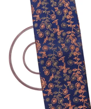 Blue Colour Floral Pattern Chanderi Silk Fabric