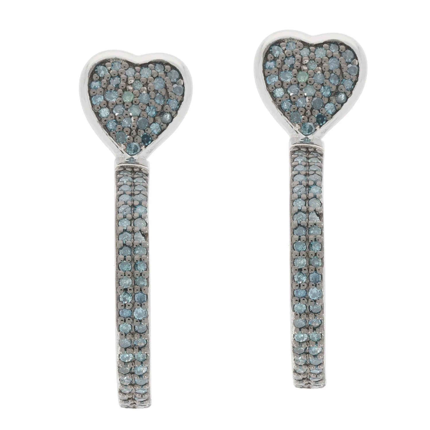 Blue Diamond Sterling Silver Earrings with Accent