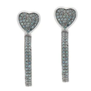 Blue Diamond Sterling Silver Earrings with Accent