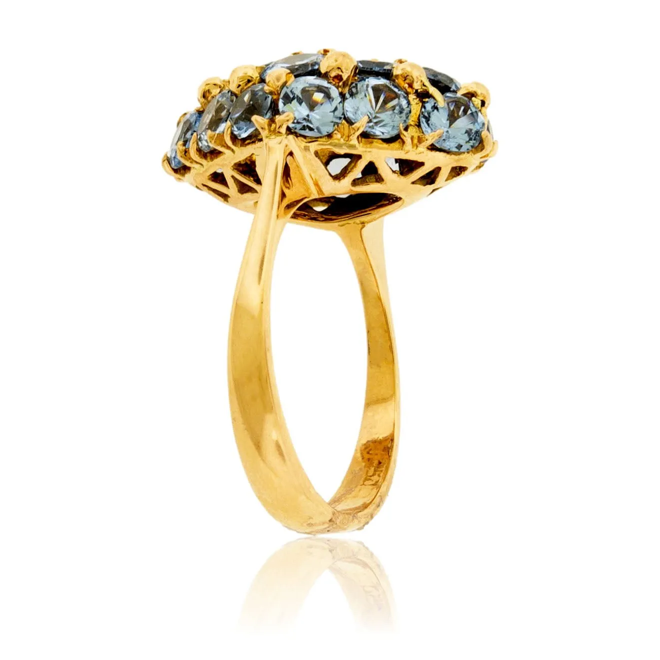 Blue-Gray Fancy Cut Spinel Cluster Style Ring
