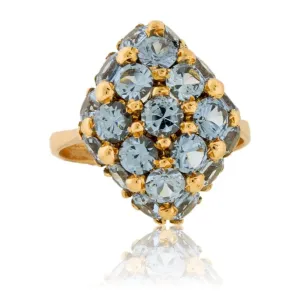 Blue-Gray Fancy Cut Spinel Cluster Style Ring