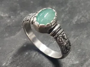 Boho Emerald Ring - Genuine Emerald Ring - Vintage Tribal Ring