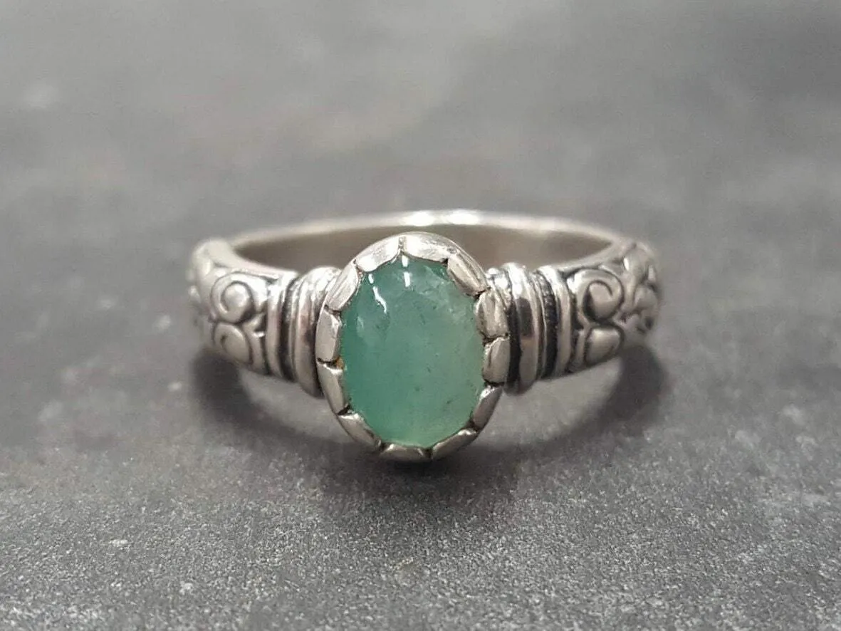 Boho Emerald Ring - Genuine Emerald Ring - Vintage Tribal Ring