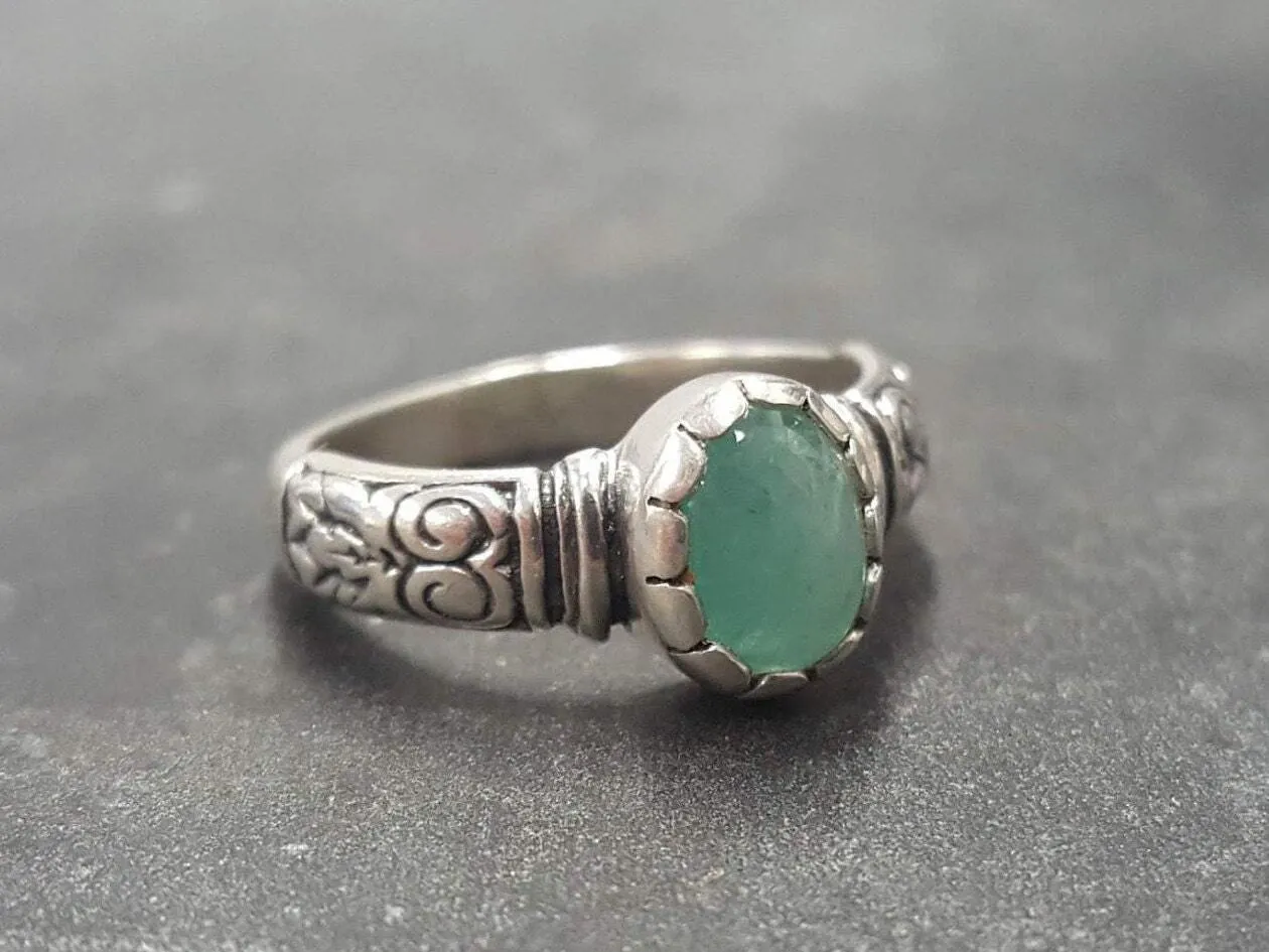 Boho Emerald Ring - Genuine Emerald Ring - Vintage Tribal Ring