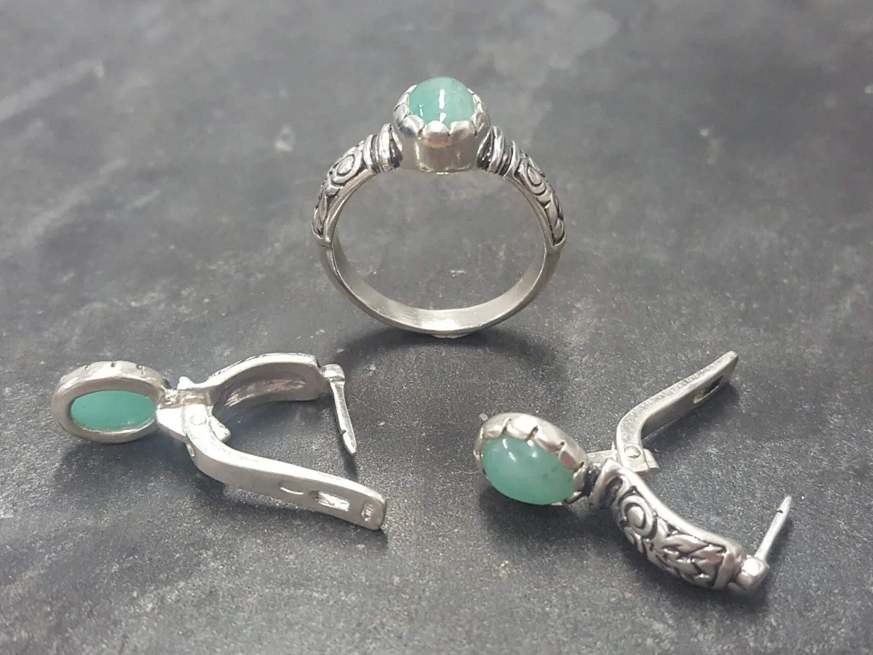 Boho Emerald Ring - Genuine Emerald Ring - Vintage Tribal Ring
