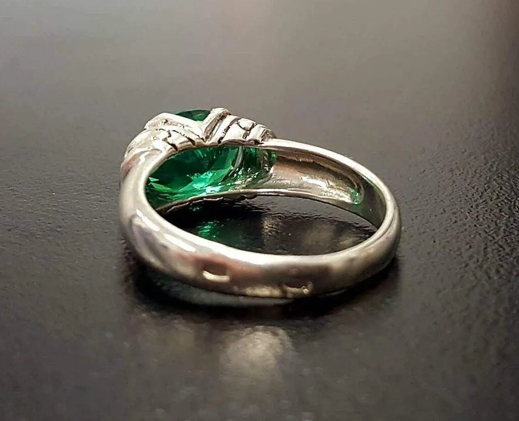 Boho Emerald Ring - Green Solitaire Ring - Vintage Tribal Ring